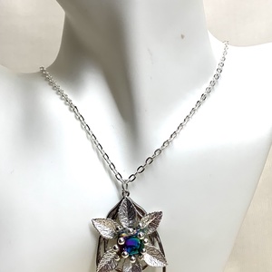 Colier-pandantiv inox si sticla 01137 - Artynos.ro