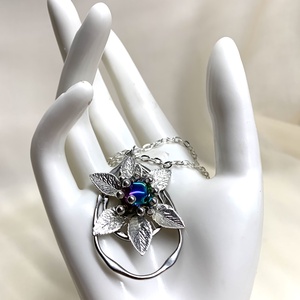 Colier-pandantiv inox si sticla 01137 - bijuterii - coliere - coliere cu pandative - Artynos.ro