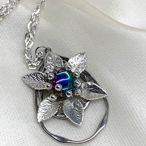 Colier-pandantiv inox si sticla 01137 - bijuterii - coliere - coliere cu pandative - Artynos.ro