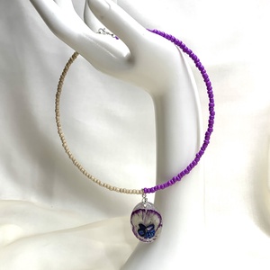 Colier-pandantiv cu flori si scoici Abalone 01156 - bijuterii - coliere - coliere cu pandative - Artynos.ro