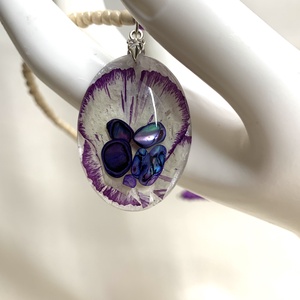 Colier-pandantiv cu flori si scoici Abalone 01156 - bijuterii - coliere - coliere cu pandative - Artynos.ro