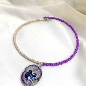 Colier-pandantiv cu flori si scoici Abalone 01156 - bijuterii - coliere - coliere cu pandative - Artynos.ro