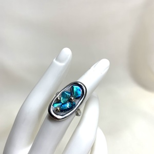  Inel cu scoici veritabile Abalone (Paua) 01162, Bijuterii, Inele, Inele cu figurine, Confectionarea bijuteriilor, ARTYNOS