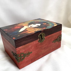 Cutie lemn- caseta de bijuterii decorata manual 00142 - bijuterii - suporturi și cutii de bijuterii - cutii de bijuterii - Artynos.ro