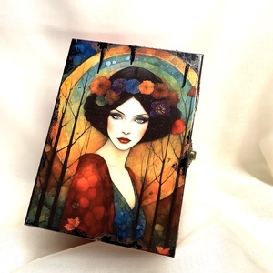 Cutie lemn- caseta de bijuterii decorata manual 00142, Bijuterii, Suporturi si cutii de bijuterii, Cutii de bijuterii, Decoupage, transfer si tehnici servetel, Pictura, ARTYNOS