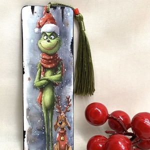 Semn de carte din lemn decorat manual 01200 - crăciun - cadouri de moș crăciun - cadouri de moș crăciun - Artynos.ro