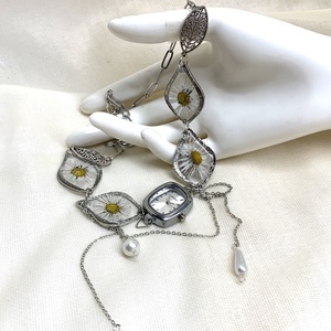 Colier -pandantiv cu Margarete si ceas 00887 - bijuterii - coliere - pandative - Artynos.ro