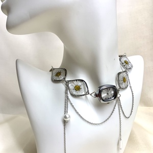 Colier -pandantiv cu Margarete si ceas 00887, Bijuterii, Coliere, Pandative, Confectionarea bijuteriilor, ARTYNOS