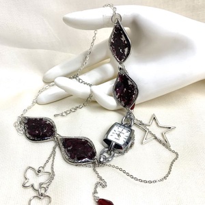 Colier-pandantiv cu petale de Trandafiri si ceas 01204 - bijuterii - coliere - chockere - Artynos.ro