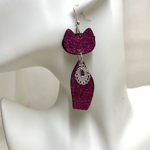 Cercei model pisica 01228 - bijuterii - cercei - cercei din lemn - Artynos.ro