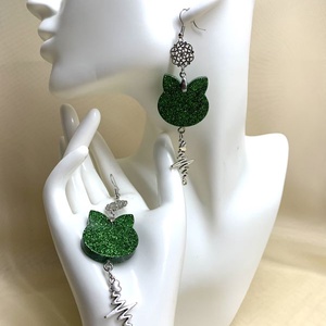 Cercei model pisica 01229, Bijuterii, Cercei, Cercei din lemn, Confectionarea bijuteriilor, ARTYNOS