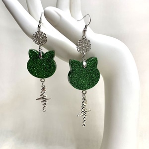 Cercei model pisica 01229 - bijuterii - cercei - cercei din lemn - Artynos.ro