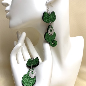 Cercei model pisica 01230, Bijuterii, Cercei, Cercei din lemn, Confectionarea bijuteriilor, ARTYNOS