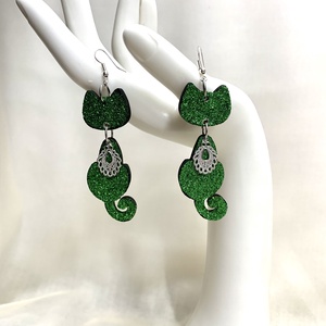 Cercei model pisica 01230 - bijuterii - cercei - cercei din lemn - Artynos.ro