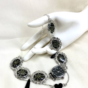 Colier-pandantiv cu flori naturalei si ceas  01230 - bijuterii - coliere - coliere cu pandative - Artynos.ro