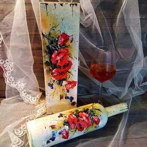 Cutie+sticla de vin-cadou pentru barbati 01291, Accesorii nunta, Amintiri si cadouri de nunta, Cadou nunta, Pahar de nunta, set de sticla, Decoupage, transfer si tehnici servetel, ARTYNOS