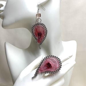 Set bijuterii cu Pelargonium grandiflorum 01320 , Bijuterii, Seturi de bijuterii, Confectionarea bijuteriilor, ARTYNOS