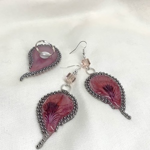 Set bijuterii cu Pelargonium grandiflorum 01320  - bijuterii - seturi de bijuterii - Artynos.ro