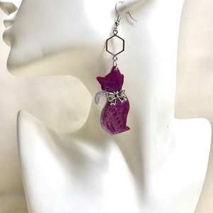 cercei asimetrici -pisici  01346  - bijuterii - cercei - cercei cu figurine - Artynos.ro