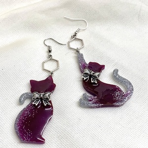 cercei asimetrici -pisici  01346  - bijuterii - cercei - cercei cu figurine - Artynos.ro