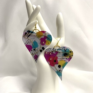 Cercei pictati manual 01349 - bijuterii - cercei - cercei din rășină - Artynos.ro