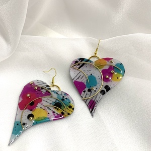 Cercei pictati manual 01349 - bijuterii - cercei - cercei din rășină - Artynos.ro