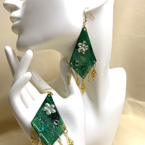 Cercei pictati manual 01356 - bijuterii - cercei - cercei din rășină - Artynos.ro