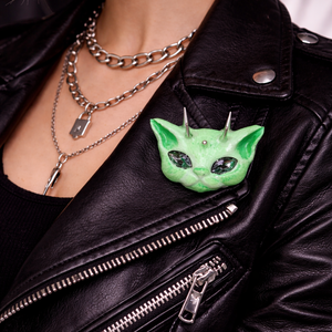 Brosa -pisica-cadouri femei 01306, Bijuterii, Brose, Confectionarea bijuteriilor, Lucrare cu argila, ARTYNOS