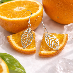 cercei cu felii de portocale 01362 - bijuterii - cercei - cercei din rășină - Artynos.ro