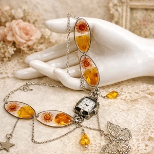 Colier-pandantiv cu flori naturalei si ceas 01345, Bijuterii, Seturi de bijuterii, Confectionarea bijuteriilor, ARTYNOS