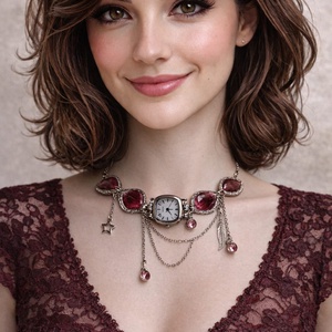 Colier-pandantiv cu petale de Trandafiri si ceas 01204 - bijuterii - coliere - pandative - Artynos.ro