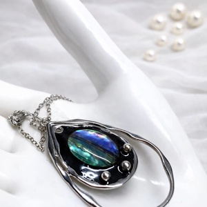 Colier -pandantiv cu scoici veritabile sidefate Abalone (Paua) 01161 - bijuterii - coliere - coliere cu pandative - Artynos.ro