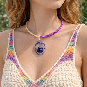 Colier-pandantiv cu garoafe si scoici Abalone 01156, Bijuterii, Coliere, Coliere cu pandative, Confectionarea bijuteriilor, ARTYNOS