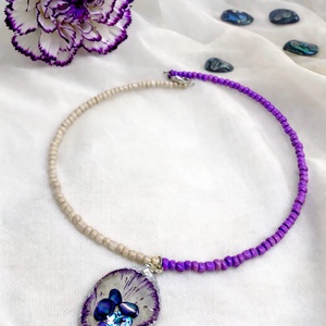 Colier-pandantiv cu garoafe si scoici Abalone 01156 - bijuterii - coliere - coliere cu pandative - Artynos.ro