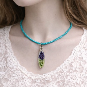 Colier-pandantiv cu flori naturale 01155, Bijuterii, Coliere, Coliere cu pandative, Confectionarea bijuteriilor, ARTYNOS