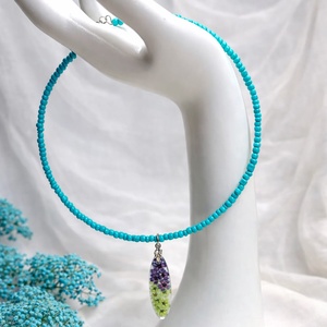 Colier-pandantiv cu flori naturale 01155 - bijuterii - coliere - coliere cu pandative - Artynos.ro