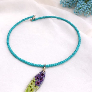 Colier-pandantiv cu flori naturale 01155 - bijuterii - coliere - coliere cu pandative - Artynos.ro