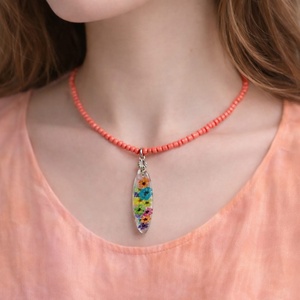 Colier-pandantiv cu flori naturale  01154, Bijuterii, Coliere, Coliere cu pandative, Confectionarea bijuteriilor, ARTYNOS