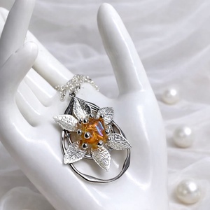 Colier-pandantiv inox si sticla  01136 - bijuterii - coliere - coliere cu pandative - Artynos.ro