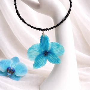 Colier -pandnativ cu flori naturale Orhidee 01133 - bijuterii - coliere - pandative - Artynos.ro
