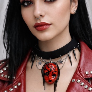 Chocker gothik-edgy 01352, Bijuterii, Coliere, Chockere, Lucrare cu argila, Pictura, ARTYNOS