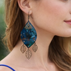 Cercei pictati manual 00933 - bijuterii - cercei - cercei din rășină - Artynos.ro