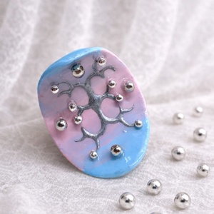 Inel pictat manual -lut si rasina  01846 - bijuterii - inele - inele statement - Artynos.ro