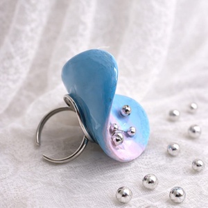 Inel pictat manual -lut si rasina  01846 - bijuterii - inele - inele statement - Artynos.ro