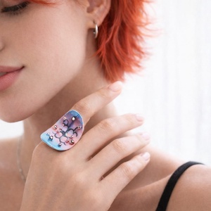 Inel pictat manual -lut si rasina  01846 - bijuterii - inele - inele statement - Artynos.ro