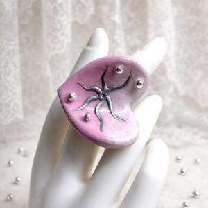 Inel pictat manual din lut si rasina 01847 - Artynos.ro