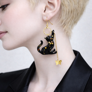 cercei asimetrici -pisici 01861 - bijuterii - cercei - cercei cu figurine - Artynos.ro