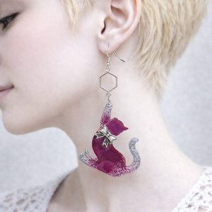 cercei asimetrici -pisici  01346 , Bijuterii, Cercei, Cercei cu figurine, Confectionarea bijuteriilor, ARTYNOS