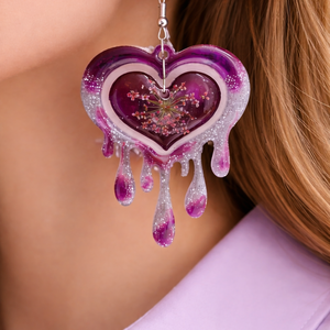 cercei din rasina si flori naturale 01871 - bijuterii - cercei - cercei din rășină - Artynos.ro