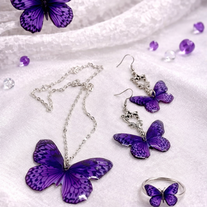 Set bijuterii cu fluturi 00356 - bijuterii - seturi de bijuterii - Artynos.ro